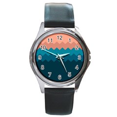 Flat Ocean Palette Round Metal Watch by goljakoff