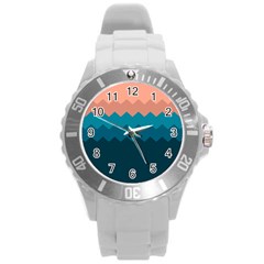 Flat Ocean Palette Round Plastic Sport Watch (l) by goljakoff