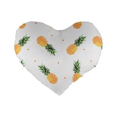 Pineapple Pattern Standard 16  Premium Flano Heart Shape Cushions by goljakoff