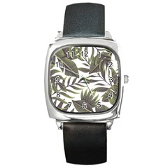 Tropical Leaves Square Metal Watch by goljakoff