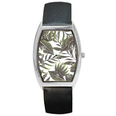 Tropical Leaves Barrel Style Metal Watch by goljakoff