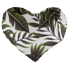 Tropical Leaves Large 19  Premium Heart Shape Cushions by goljakoff