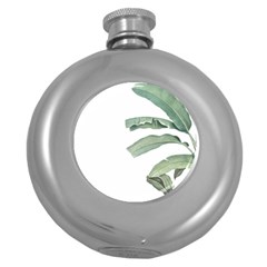 Palm Leaves Round Hip Flask (5 Oz) by goljakoff