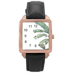 Palm Leaves Rose Gold Leather Watch  by goljakoff