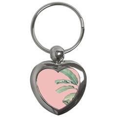 Palm leaf on pink Key Chain (Heart)