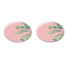 Palm leaf on pink Cufflinks (Oval)