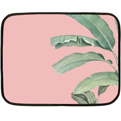 Palm leaf on pink Fleece Blanket (Mini)