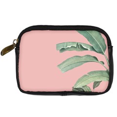 Palm leaf on pink Digital Camera Leather Case