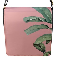 Palm leaf on pink Flap Closure Messenger Bag (S)