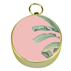 Palm leaf on pink Gold Compasses