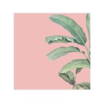 Palm leaf on pink Small Satin Scarf (Square) Front