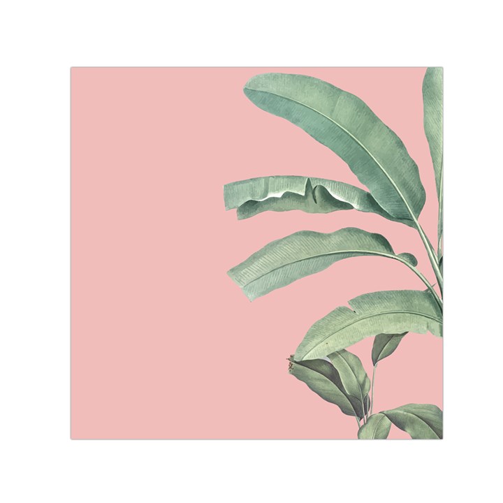 Palm leaf on pink Small Satin Scarf (Square)