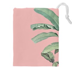 Palm leaf on pink Drawstring Pouch (4XL)