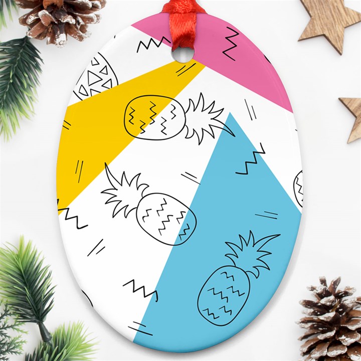 Modern pineapples Oval Ornament (Two Sides)