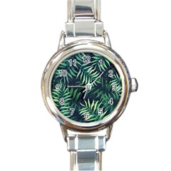 Green Leaves Round Italian Charm Watch