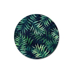 Green Leaves Rubber Round Coaster (4 Pack)  by goljakoff