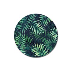 Green Leaves Magnet 3  (round) by goljakoff