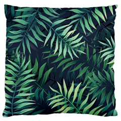 Green Leaves Large Cushion Case (one Side) by goljakoff