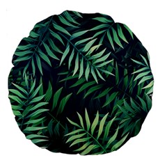 Green Leaves Large 18  Premium Round Cushions by goljakoff