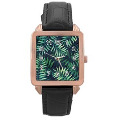 Green Leaves Rose Gold Leather Watch  by goljakoff