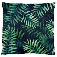 Green Leaves Large Flano Cushion Case (one Side) by goljakoff