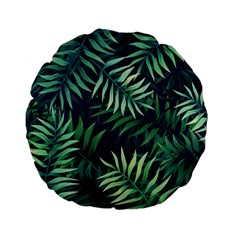 Green Leaves Standard 15  Premium Flano Round Cushions by goljakoff