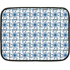 Azulejo Style Blue Tiles Fleece Blanket (mini) by MintanArt