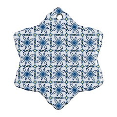 Azulejo Style Blue Tiles Snowflake Ornament (two Sides) by MintanArt