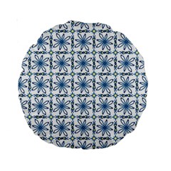 Azulejo Style Blue Tiles Standard 15  Premium Round Cushions by MintanArt