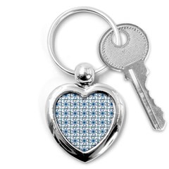 Azulejo Style Blue Tiles Key Chain (heart) by MintanArt