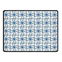 Azulejo Style Blue Tiles Double Sided Fleece Blanket (small)  by MintanArt