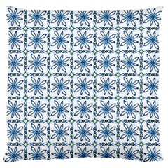 Azulejo Style Blue Tiles Large Flano Cushion Case (two Sides) by MintanArt