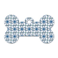 Azulejo Style Blue Tiles Dog Tag Bone (one Side) by MintanArt