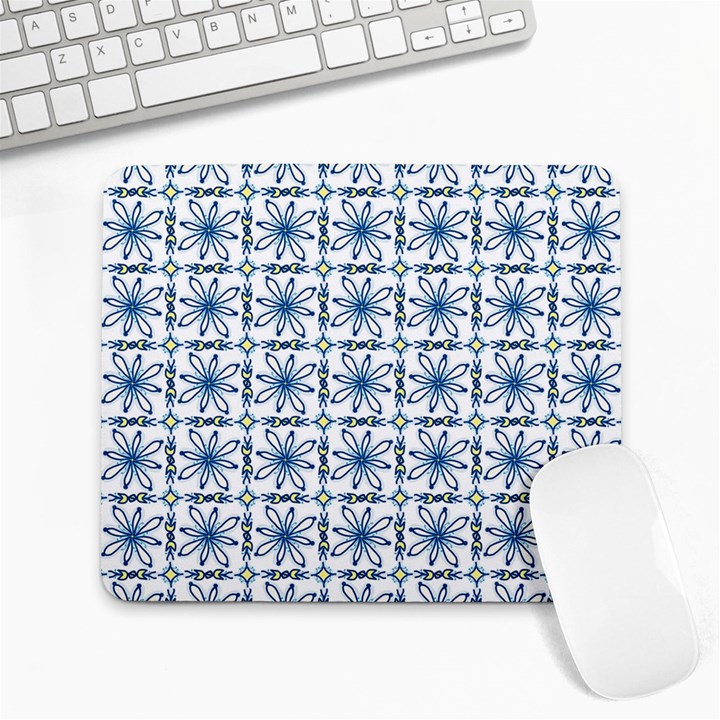 Azulejo style blue tiles Large Mousepads