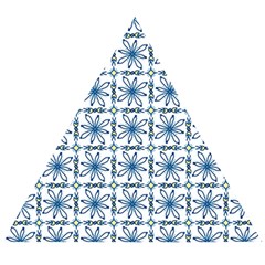 Azulejo Style Blue Tiles Wooden Puzzle Triangle by MintanArt