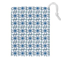 Azulejo Style Blue Tiles Drawstring Pouch (4xl) by MintanArt