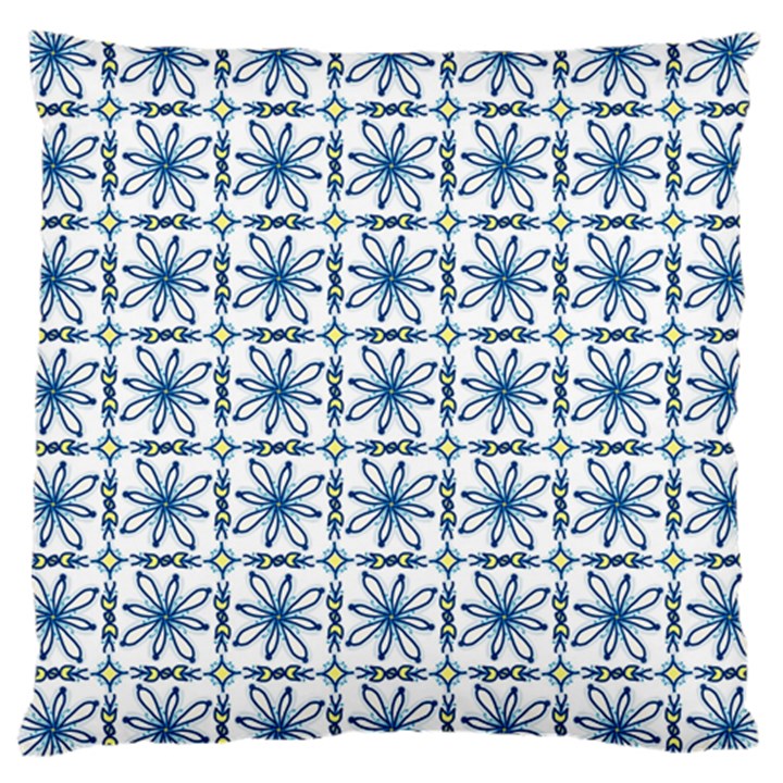 Azulejo style blue tiles Large Cushion Case (Two Sides)