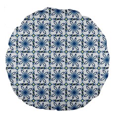 Azulejo Style Blue Tiles Large 18  Premium Round Cushions by MintanArt