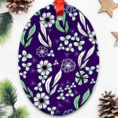 Floral Blue Pattern Ornament (oval)