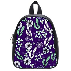 Floral Blue Pattern School Bag (small) by MintanArt