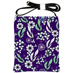 Floral Blue Pattern Shoulder Sling Bag by MintanArt