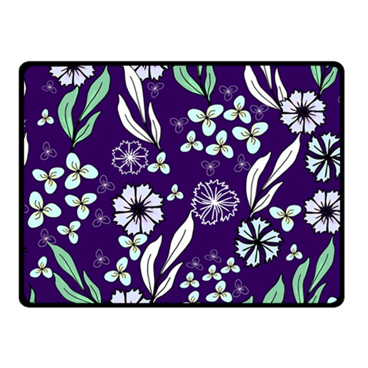 Floral blue pattern Fleece Blanket (Small)