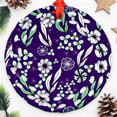 Floral Blue Pattern Ornament (round Filigree)