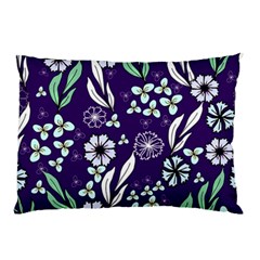 Floral Blue Pattern Pillow Case (two Sides) by MintanArt