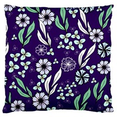 Floral Blue Pattern Large Cushion Case (one Side) by MintanArt