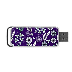 Floral Blue Pattern Portable Usb Flash (one Side) by MintanArt