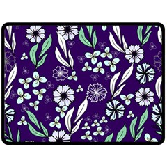 Floral Blue Pattern Double Sided Fleece Blanket (large)  by MintanArt