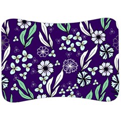 Floral Blue Pattern Velour Seat Head Rest Cushion by MintanArt