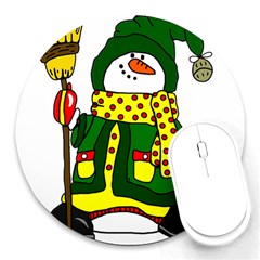 Christmas Snowman  Round Mousepads by IIPhotographyAndDesigns