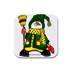 Christmas Snowman  Rubber Square Coaster (4 Pack)  by IIPhotographyAndDesigns